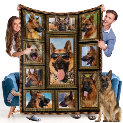 German Shepherds in Gold Blanket for Dog Lovers