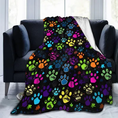 Colorful Paw Print Blanket for Dog Lovers and Their Couches