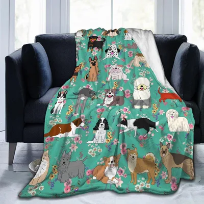 Dog Breeds Blanket: A Floral Tribute to Dogs of Every Kind