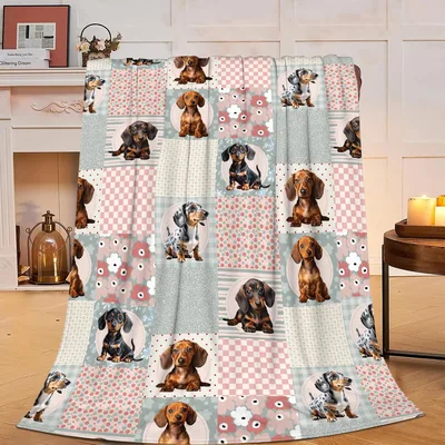 Dachshund Patchwork Pattern Blanket: Cozy Weiner Dog Quilt Design