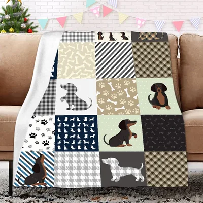 Dachshund Dog Patchwork Blanket for Sausage Lovers