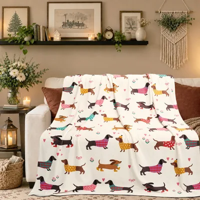 Sweater Dog Blanket for Dachshund Lovers, Cozy Throw