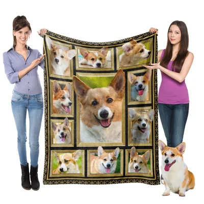 Corgi Dog Photo Collage Blanket for Dog Lovers