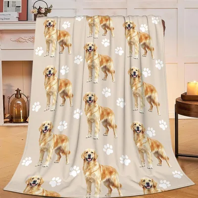 Dog Lover Paw Print Blanket with Golden Retrievers