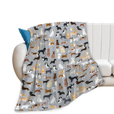 Dog Pattern Lovers Blanket: A Diverse Canine Collection for Your Sofa