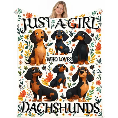 Dachshund Cream Floral Pack Blanket for Dog Lovers