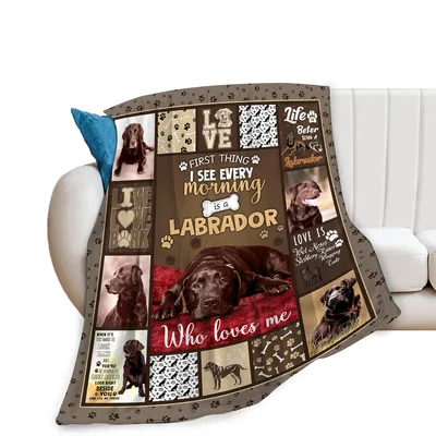 Labrador Mom Blanket: Chocolate Lab Print Throw