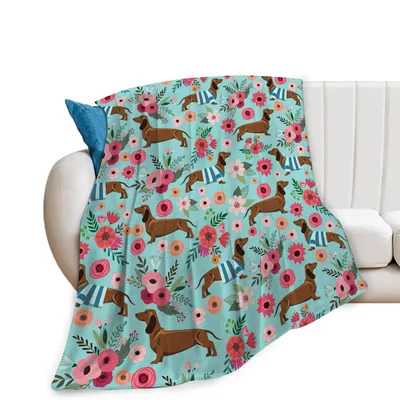Dachshund Floral Blanket for Dog Lovers Who Adore Their Pups