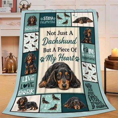 Dog Lover Gift Blanket: Dachshund Heart Design