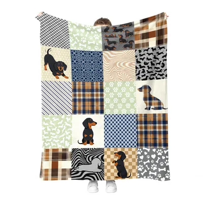 Dachshund Patchwork Quilt Blanket for Wiener Dog Lovers