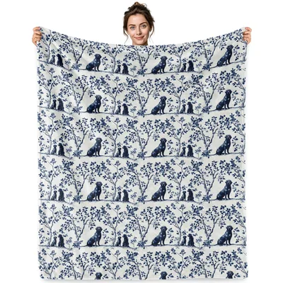 Labrador Dog Blanket: Vintage Toile Pattern for Canine Lovers