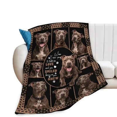 Pitbull Dog Blanket with Six Photos of a Smiling Pup