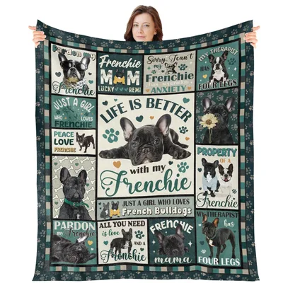 Dog Collage Blanket: Life Is Better With My Frenchie Throw