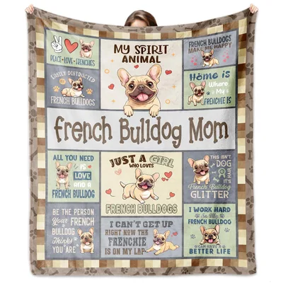 French Bulldog Mom Blanket: Frenchie Love in Every Square
