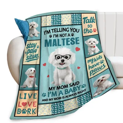 Maltese Dog Puppy Blanket: Fluffy White Dogs with Glasses