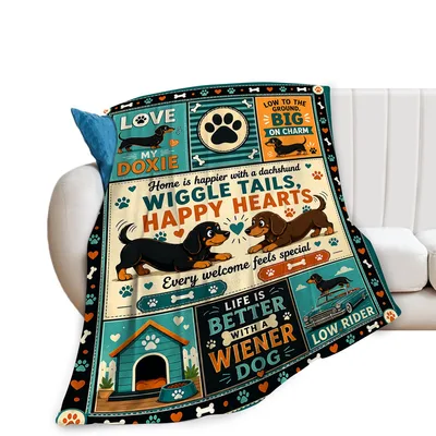 Wiener Dog Lover Blanket: Doxie Joy Throw