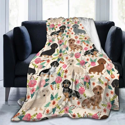 Floral Dachshund Blanket for Dog Lovers and Their Couches