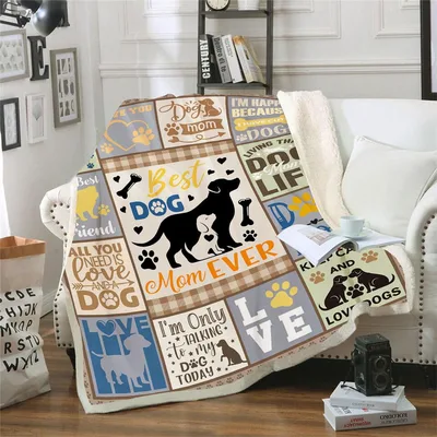 Dog Mom Patchwork Blanket Celebrating the Best Dog Mom Ever