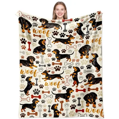 woof woof woof Blanket for Dachshund Lovers