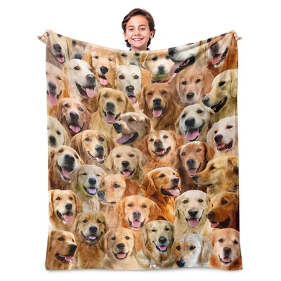 Golden Retriever Faces Collage Blanket for Dog Lovers