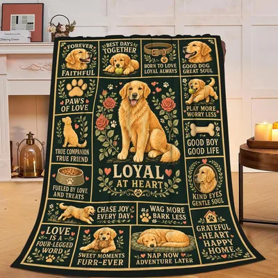 Loyal at Heart Golden Blanket: A Collage of Faithful Dog Love