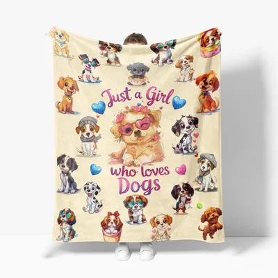 Dog Lover Cartoon Puppies Blanket for Dog People