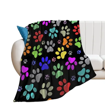 Colorful Dog Paw Blanket for Dog Lovers Everywhere
