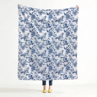 Golden Retriever Toile Pattern Blanket for Dog Lovers