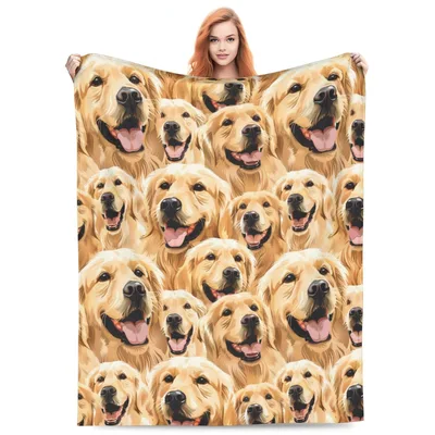 Happy Dog Face Blanket for Golden Retriever Lovers