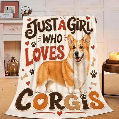 Corgi Love in Cream Blanket for Dog Lovers