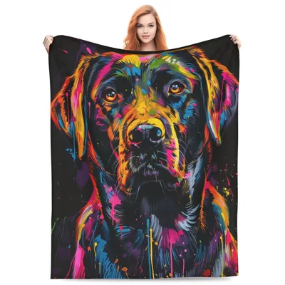 Colorful Dog Blanket: A Labrador Painted in Neon Paint