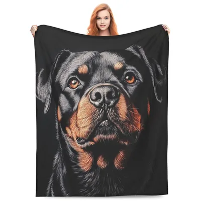 Rottweiler Dog Blanket: A Portrait Print for Dog Lovers