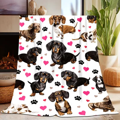 Dachshunds Paws and Hearts Blanket for Dog Lovers
