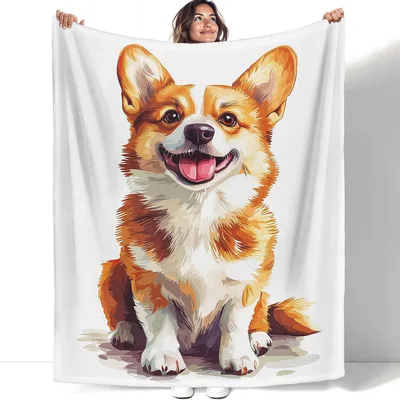 Happy Corgi Blanket for Dog Lovers and Their Couches