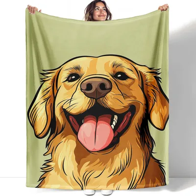 Happy Dog Blanket with a Grinning Golden Retriever