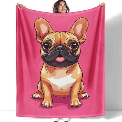 French Bulldog Cartoon Blanket: Adorable Fawn Pup Design