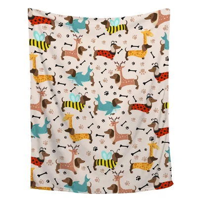 Dachshunds in Costumes Blanket: Fun Dog Pattern for Lovers