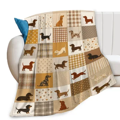 Caramel Quilt Dachshund Pals Blanket for Wiener Dog Lovers