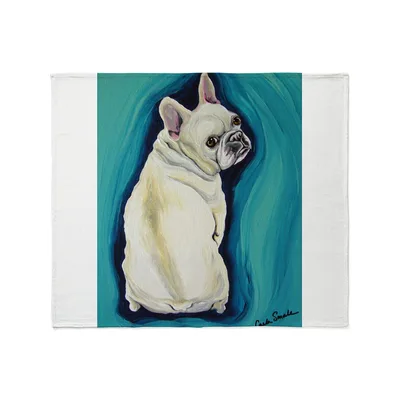 White Frenchie Blanket: A Painted Pup Turns Around