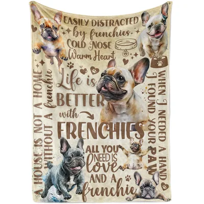 Easily Distracted by Frenchies Blanket for Bulldog Fans