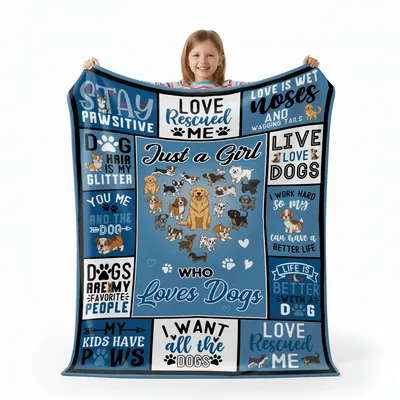 Stay Pawsitive Love Rescued Blanket for Dog Lovers