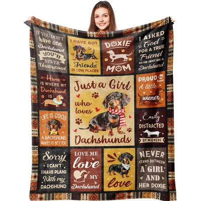 Dachshund Lover Quotes Blanket Celebrating Doxie Mom Life