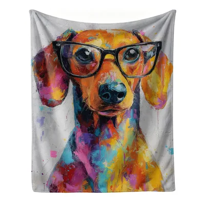 Smart Dachshund Blanket: A Painted Pup in Bold Color