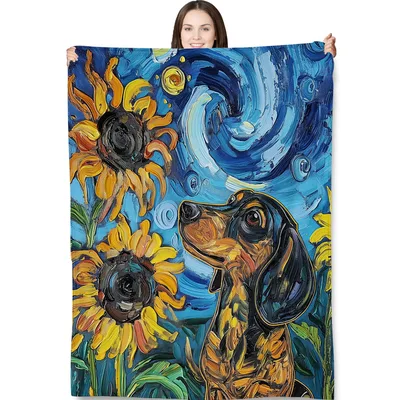 Starry Night Dachshund Blanket for Dog Lovers
