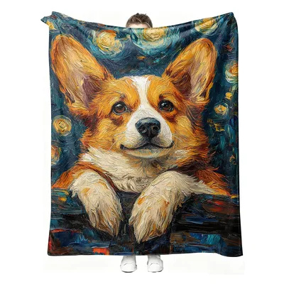 Corgi Art Blanket: Starry Night Corgi Throw for Dog Lovers