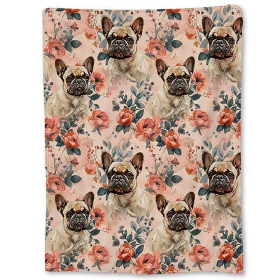 Floral French Bulldog Blanket for Dog Lovers