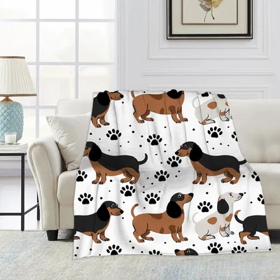 Dachshund Dogs and Paw Blanket for Dog Lovers