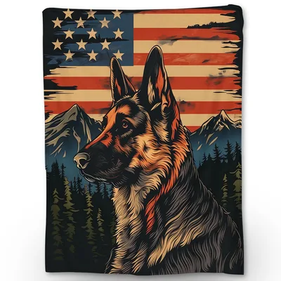 Vintage Patriotic Shepherd Blanket: German Flag and Mountain Art