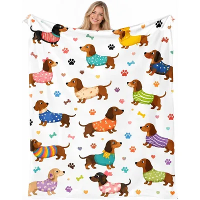 Cute Sweater Dogs Blanket for Dachshund Lovers