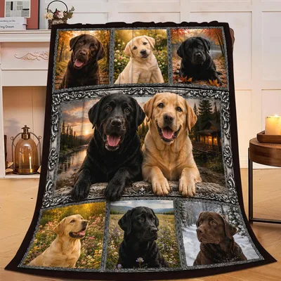 Labrador Dogs Photo Collage Blanket for Lab Lovers
